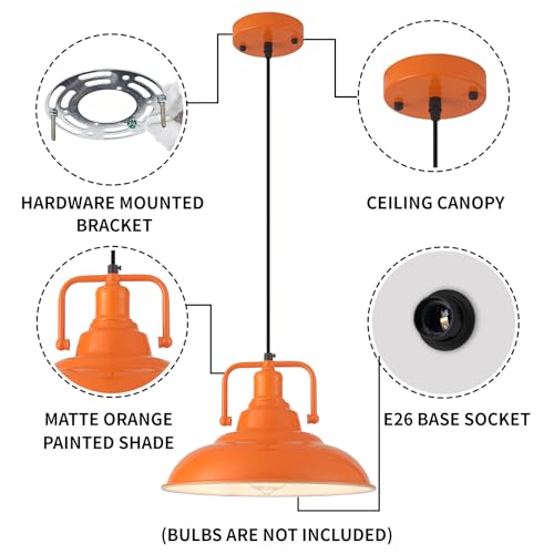 Orange Pendant Light 12.5 inches 3 Packs (3 Count)