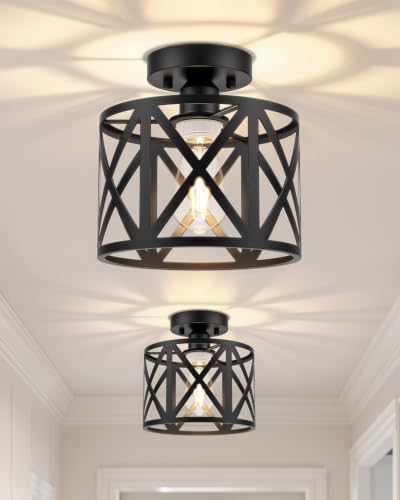 2Pack Farmhouse Semi Flush Mount Ceiling Light Fixture E26 (2 Count)