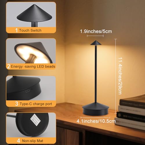 2 Pack Aluminum Cordless Table Lamp (2 Count)
