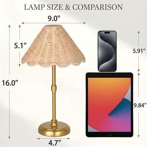 Cordless Boho Rattan Table lamp