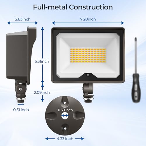 55W 7700LM LED Flood Lights Outdoor (2 Count)