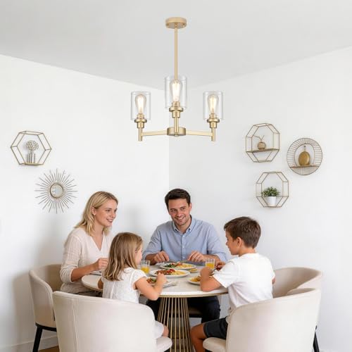 3 Light Gold Chandelier 23"