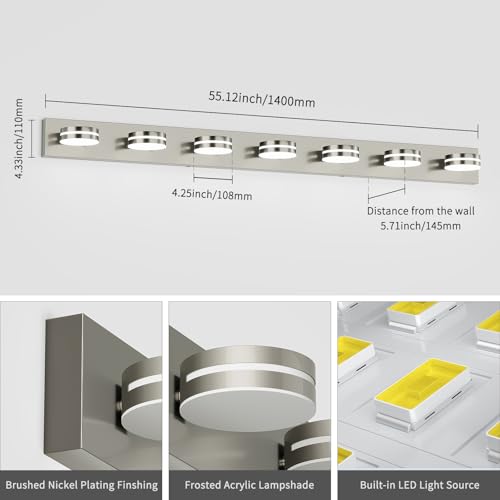 55.12inch Brushed Nickel Vanity Light Fixtures
