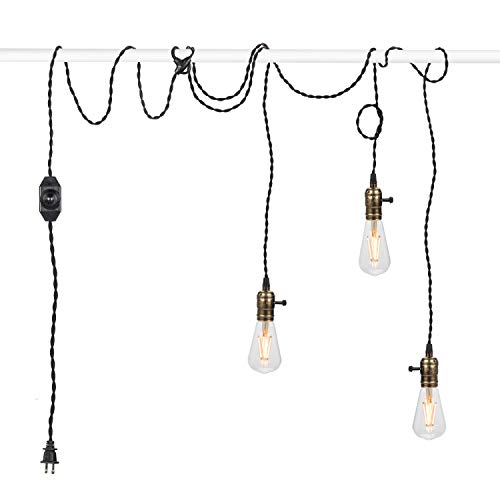 3 Light Plug in Pendant Light Cord Kit with Dimming Switch