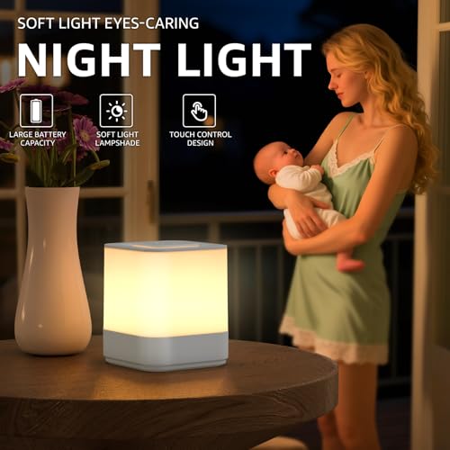 2 Pack Rechargeable Small Night Light Touch Dimmable Cordless Lamp