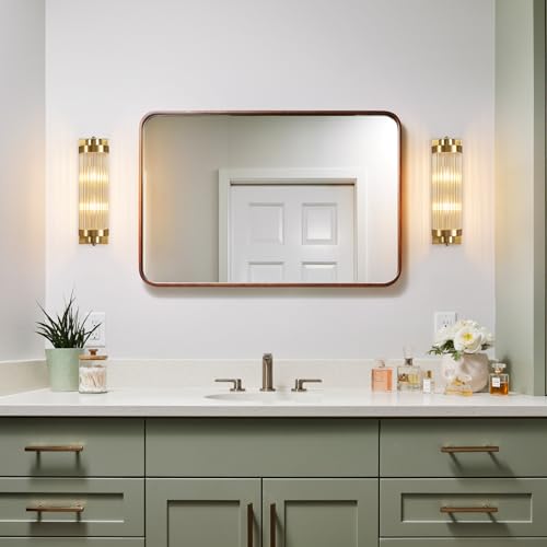 Gold Wall Sconces with Crystal Glass Strip Bathroom Sconces Modern Wall Lights for Bedroom Living Room Hallway Wall Light Fixtures