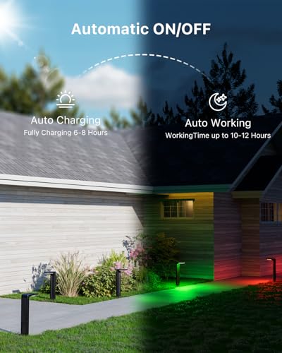 6 Pack Color Changing Solar Powered Pathway Light Outdoor Waterproof (6 Count)