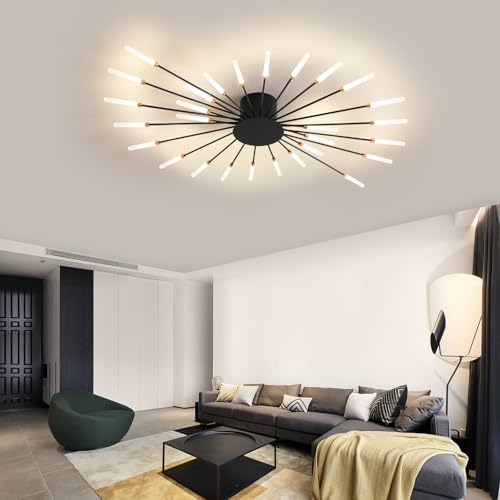 41.3" Ceiling Light Modern Flower Shape Ceiling Lamp for Dining Room Kitchen Hallway Semi Flush Mount Metal Acrylic Sputnik Firework Petal LED Lighting Fixture