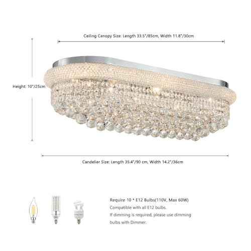 Modern Rectangle Ceiling Crystal Chandelier