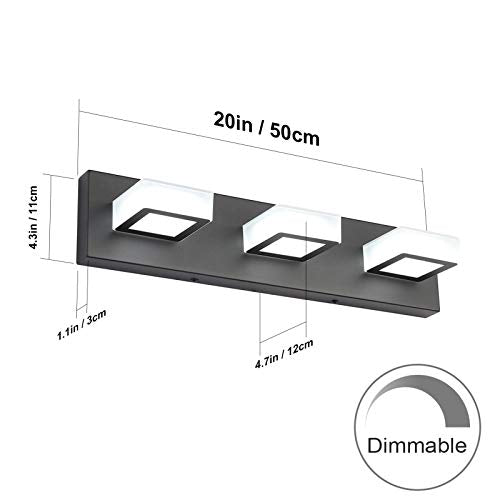 3 Light Dimmable Bathroom Vanity Light LED Modern Matte Black Vanity Wall Light Acrylic Stainless Steel Bathroom Vanity Lighting Fixtures