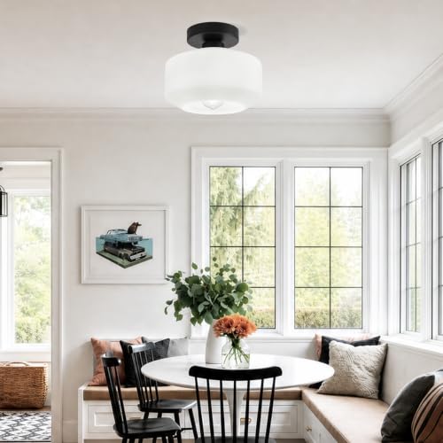 Industrial Semi Flush Mount Ceiling Light Black