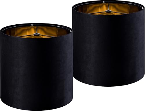 GOSO Tall Drum Velvet Black Lamp Shades (2 Count)