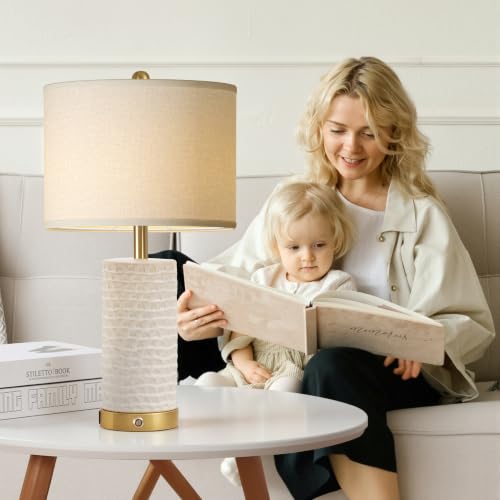 25" Ceramic Touch Table Lamp for bedroom and Living Room Set of 2 White (2 Count)