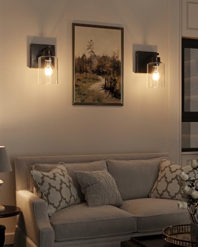 Wireless Battery Operated Wall Sconce Set of 2 with Remote Control