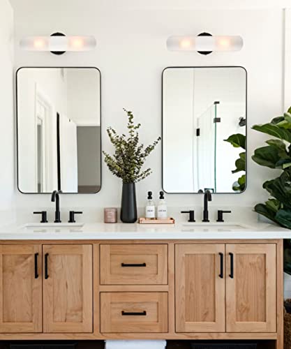 Modern Farmhouse Black Bathroom Light Fixtures Wall Sconces Set of Two Cylinder Sconce Lighting (2 Count)