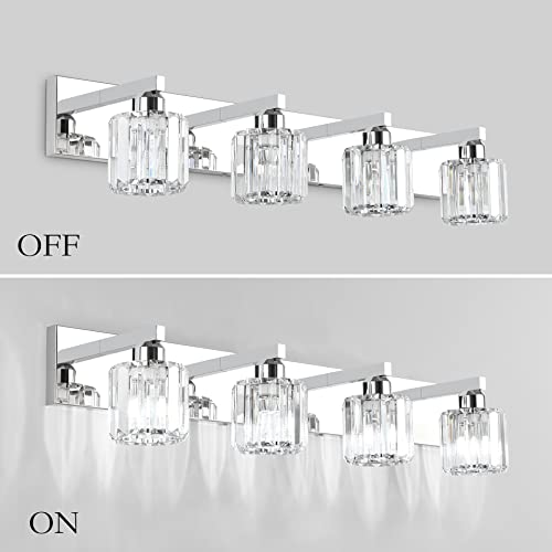 Crystal Bathroom Vanity Light Modern Vanity Lighting Fixtures Crystal Vanity Light for Bathroom 4 Lights