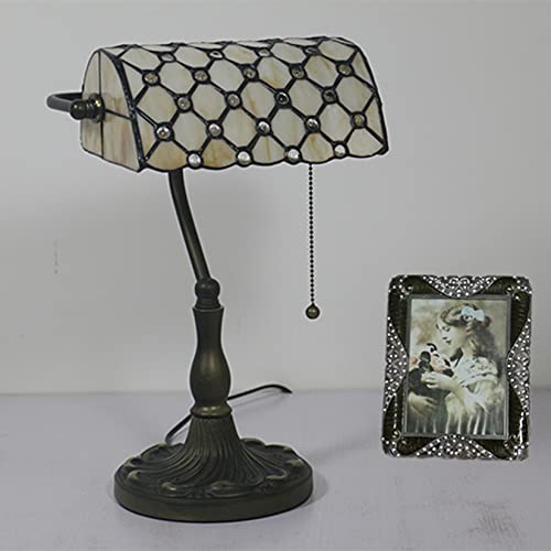 Tiffany Style Bankers Table Lamp Stained Glass Piano Desk Lamp Vintage Bedroom Bedside Lamp for Study