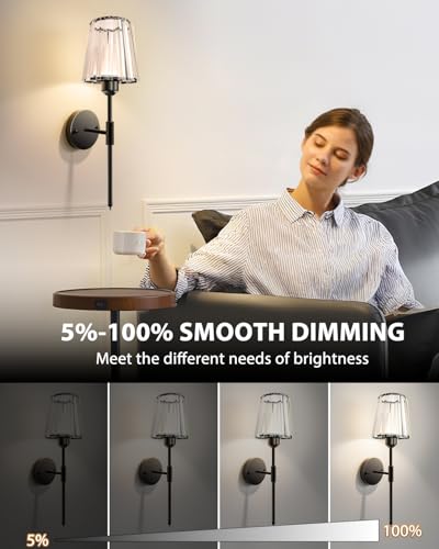 19.3 Inch Crystal Battery Operated Wall Sconces Set of 2