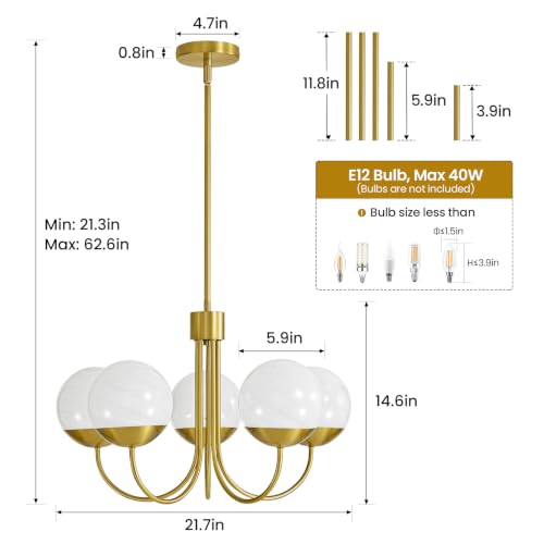 21.7" Modern Gold Chandelier