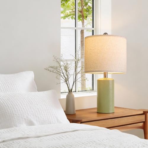 Small Table Lamps 20.25" Bedside Lamps Green Table Lamp for Living Room