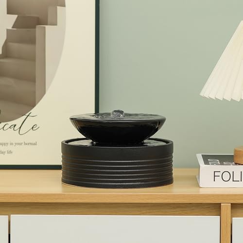 Outdoor and Indoor Ceramic Tabletop Desktop Fountain Water Feature Home and Office Decoration