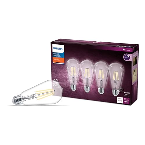 40W ST19 4 Pack Vintage Edison Spiral Soft White (4 Count)