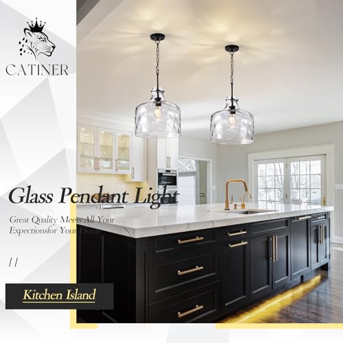 16" Farmhouse Hammered Glass Pendant Light