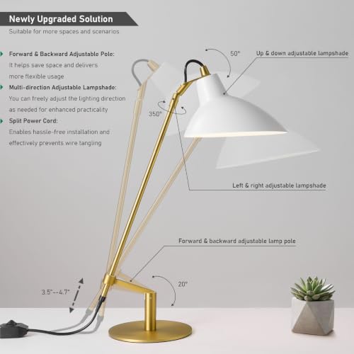 Desk Lamp Modern Industrial 100% Metal Adjustable Table Lamp 24"
