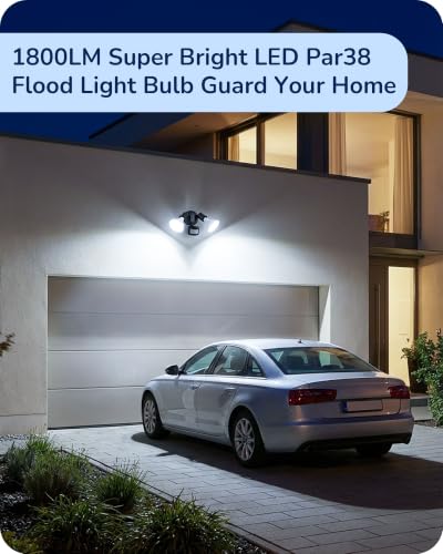 PAR38 LED Flood Light Bulbs Outdoor Dimmable 5000K 1800LM 4 Pack (4 Count)