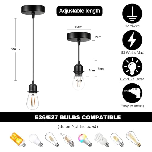2 Pack Vintage Pendant Light Kit (2 Count)