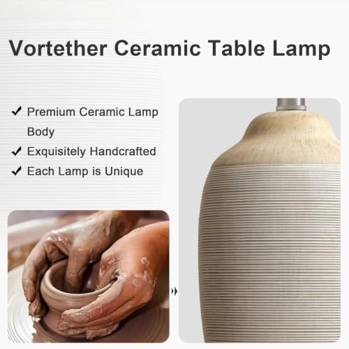 24.5" Ceramic Table Lamp for Living Room with Pre