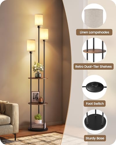 70.9" Floor Lamp with Shelves (3 Count)