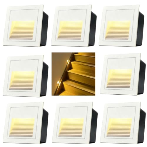 120V Indoor Outdoor Recessed Step Lights for Stair Warm White 8Pack (4 Count)