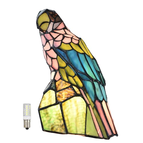 A0023 Tiffany Style Stained Glass Parrot Table Lamp