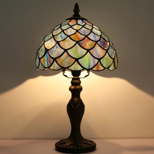 Small Tiffany Table Lamp Stained Glass Lamp Blue FishScales Style