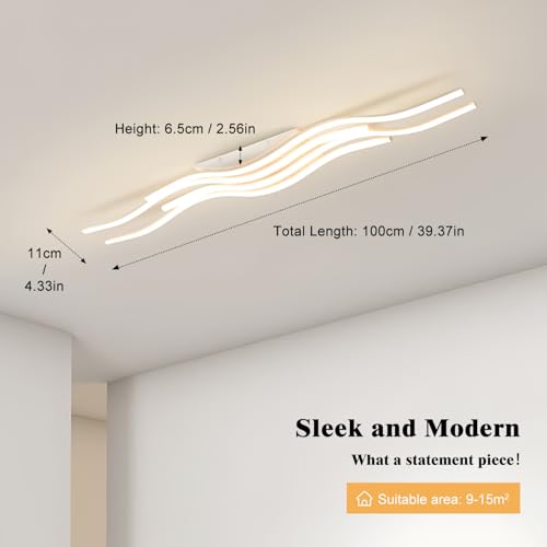 Gold Modern Light Fixture Flush Mount Led Ceiling Lights Dimmable Close to Ceiling Light Fixture with Remote Modern Dining Room Light Fixture for Hallway