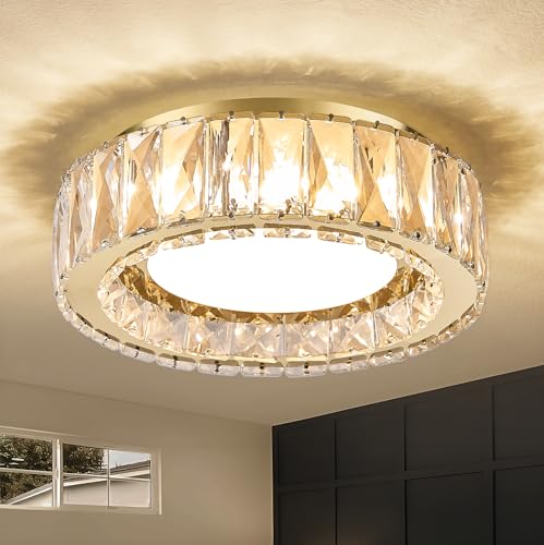 11 Inch Dimmable Luxury Crystal LED Flush Mount Ceiling Light