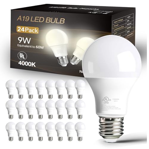 24 Pack LED Bulbs Natural White 4000K (24 Count)