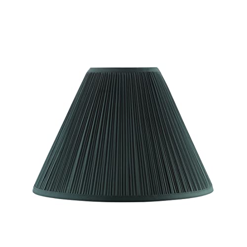 33193 Transitional Hardback Empire Shaped Mushroom Pleated Dark Green Spider Shade