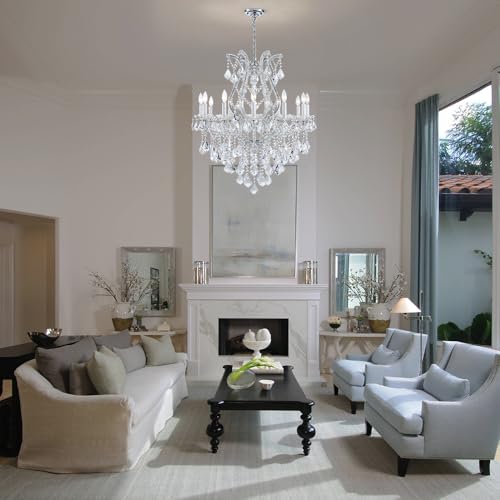 Large Silver Modern Crystal Chandelier Light Fixtures