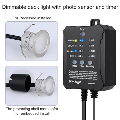 Dimmable LED Deck Lights with Timer and Photocell Sensor and Protecting Shell φ32mm