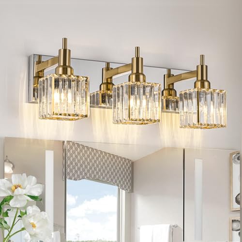 Crystal Bathroom Vanity Light Gold Chrome 3