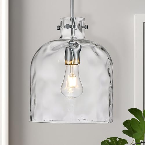 Chrome Hammered Glass Pendant Light