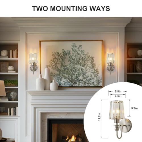 Hardwired Crystal Wall Sconces Set of 2 (2 Count)