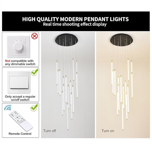 Modern 15 Light LED Chandelier for High Ceilings