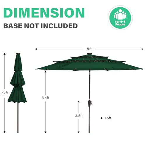 9 ft 3 Tier Outdoor LED Lighted Patio Umbrella w