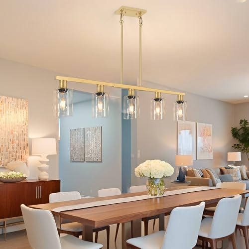 5 Light Kitchen Island Lighting Gold Adjustable Chandelier