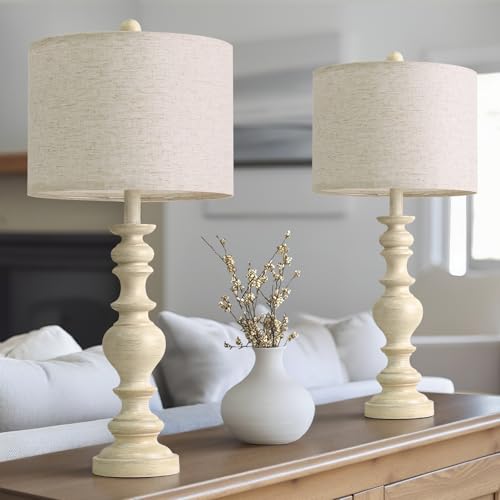 27" Antique White Table Lamps Set of 2 (2 Count)