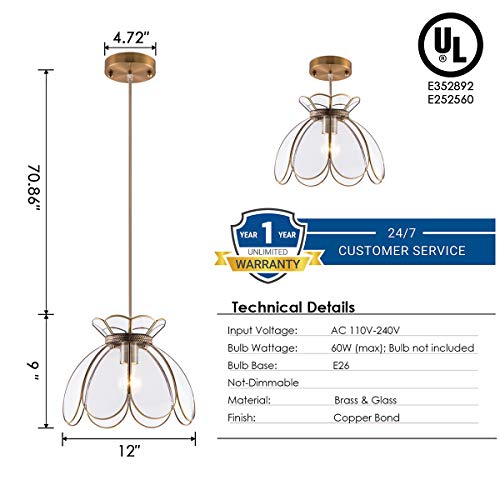 Brass Glass Ceiling Pendant Light