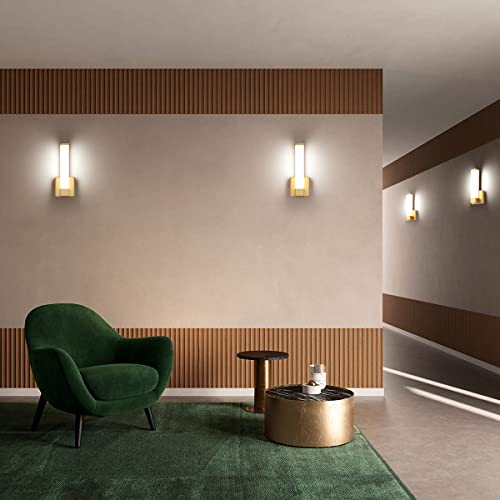 Gold Wall Lights for Bedroom Modern Indoor LED Hallway Sconces Corner Light 12" Inch Height 12W 4000K Bedside Stair Sconces Wall Lighting Lamps 110V AC
